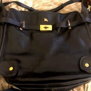 RARE vintage huge Burberry leather shoulder bag